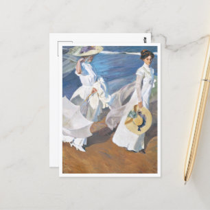 Strullande längs kusten, Joaquín Sorolla Vykort