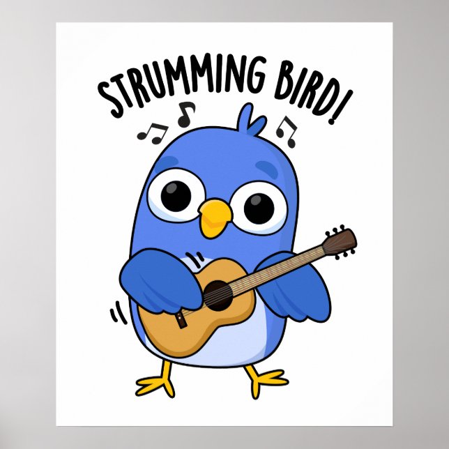 Strumming Bird Funny Animal Pun Poster (Framsidan)
