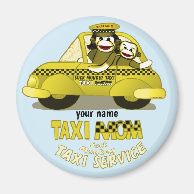 Strumpa Apa Taxi Mamma  Magnet (Framsidan)
