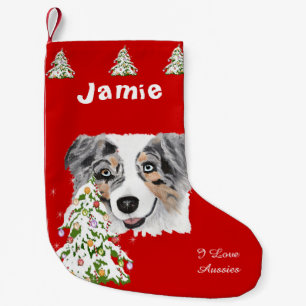 Strumpa för för blåttMerle Aussie och julgran