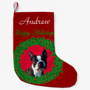 Strumpa för hund för julBoston Terrier