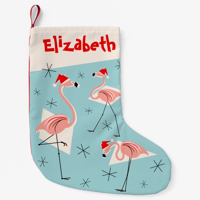 Strumpa för namn för FlamingoSantas blått (Framsidan)