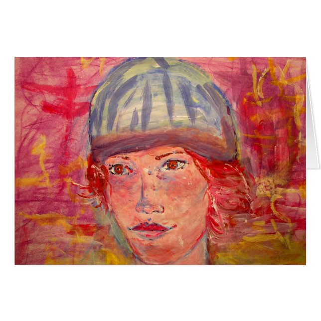 strumpa hatt flicka hälsningskort (Framsidan Horizontal)
