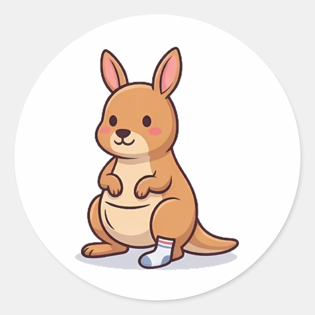 Strumpa Känguru Runt Klistermärke (Framsida)