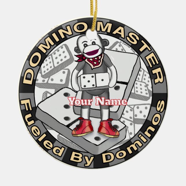 Strumpapa Domino mästare Julgransprydnad Keramik (Framsidan)