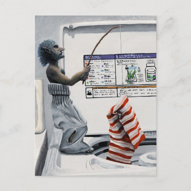 Strumpbyxor Kriminellt Fiske Brott Fantasi Konst v Vykort (Framsida)