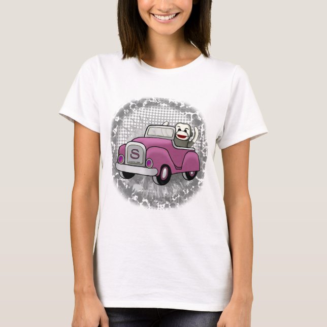 Strumpmonkey kör bil t-shirt  (Framsida)