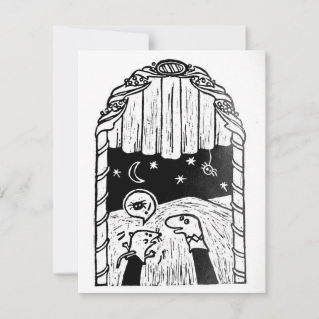 STRUMPMUS SE SPIDER linocut OSA Kort (Framsida)