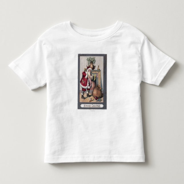 Strumpor för julGreetingSanta stoppning T Shirt (Framsida)
