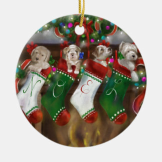 Strumporna hängdes julgransprydnad keramik