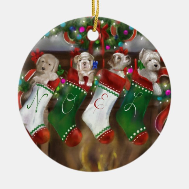 Strumporna hängdes julgransprydnad keramik (Framsidan)