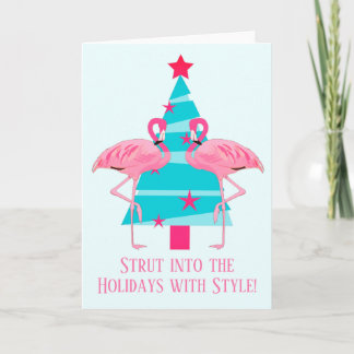 Strut Into the Holidays with Style Flamingos Helgkort