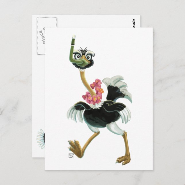 Strutsrace i träsket vykort (Fram/baksida)