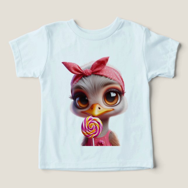 Strutsunge med en Lollipop T Shirt (Design Framsida)