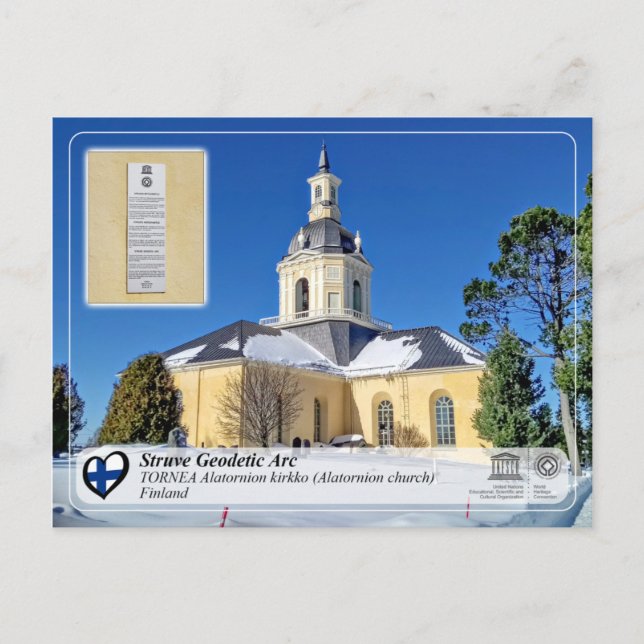 Struve Geodetic Arc - TORNEA Alatornion kirkko Vykort (Framsida)
