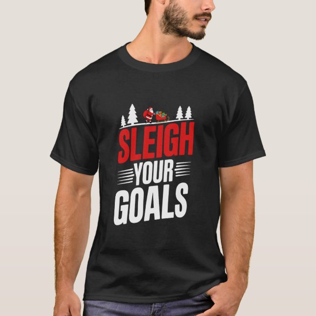 Stryk dina mål Tomte God Jul Motivation T Shirt (Framsida)