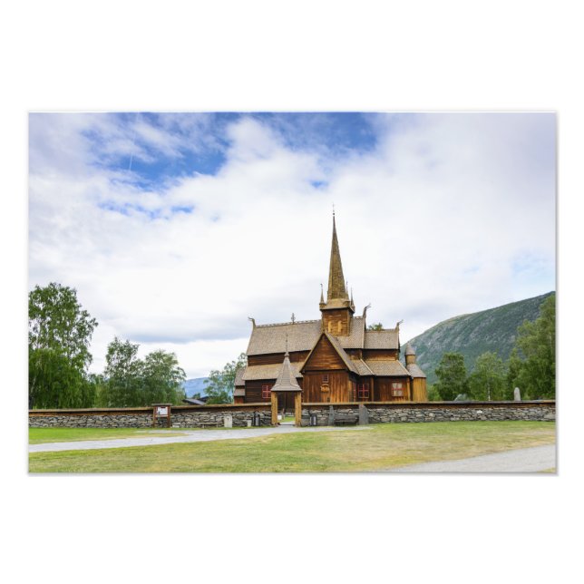 Stryk kyrka i Lom, fotoutskrift i Norge Fototryck (Framsidan)