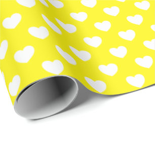 Stryk Lemon-Gult med kutthjärter Mönster Presentpapper