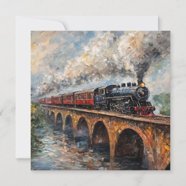 Stryk Tåg på en bro - Oljemålning (Framsida)