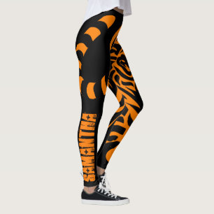 Stryka omkring svart & orange leggings