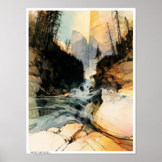 Strykande illustration av bergsström. poster
