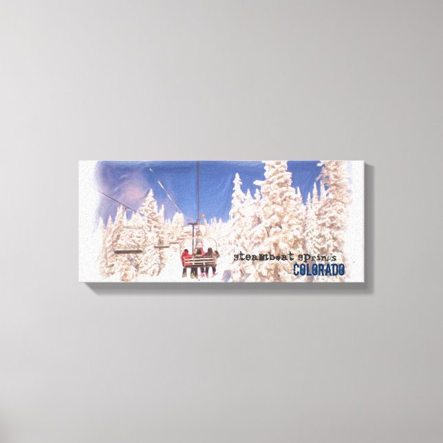 Strykbåt Vår skidstrumpor i hiss Canvastryck (Framsida)