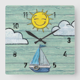 Strykklocka med nummer. Jade Medium Fyrkantig Klocka