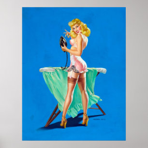 Strykningflickan klämmer fast upp poster