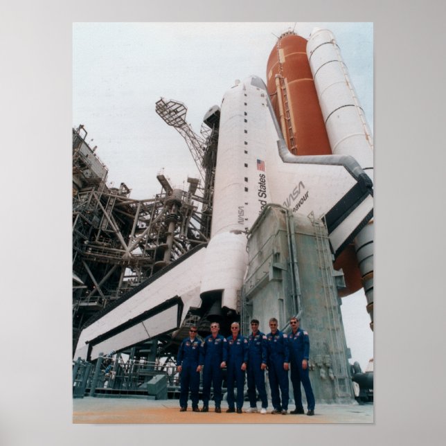 STS-77 Besättningsmedlemmar med Shuttle Endeavor Poster (Framsidan)