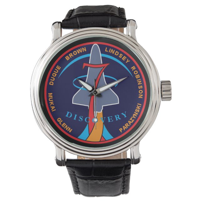 STS-95 Rymdfärjan Discovery Uppdragslapp Logo Armbandsur (Framsida)