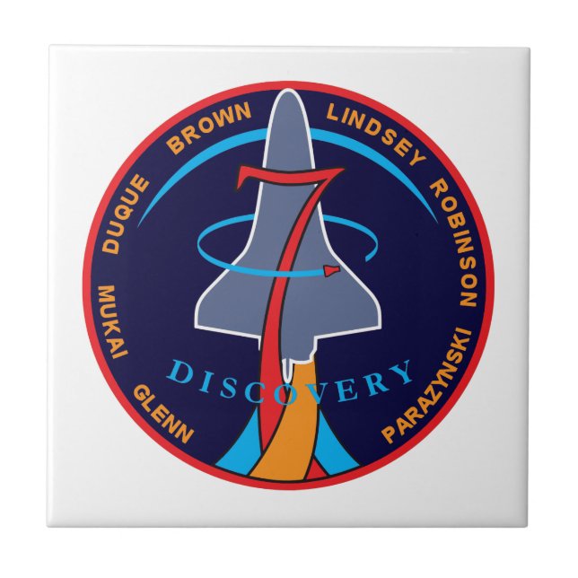 STS-95 Rymdfärjan Discovery Uppdragslapp Logo Kakelplatta (Framsidan)