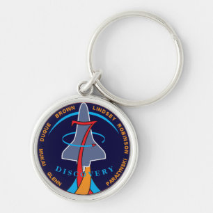 STS-95 Rymdfärjan Discovery Uppdragslapp Logo Rund Silverfärgad Nyckelring