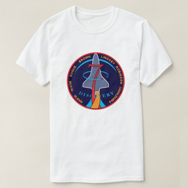 STS-95 Rymdfärjan Discovery Uppdragslapp Logo Tee (Design framsida)