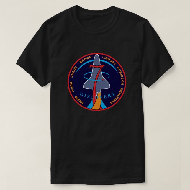 STS-95 Rymdfärjan Discovery Uppdragslapp Logo Tee (Design framsida)