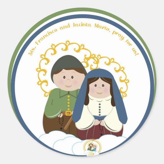Sts. Francisco & Jacinta Marto Runt Klistermärke (Framsida)