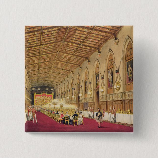 Sts George Hall, Windsor slott, 1838 (färg tände Knapp (Framsida)