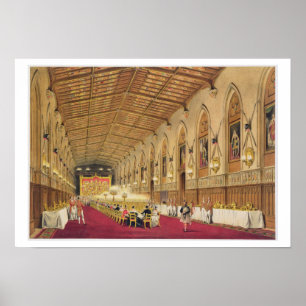 Sts George Hall, Windsor slott, 1838 (färg tände Poster
