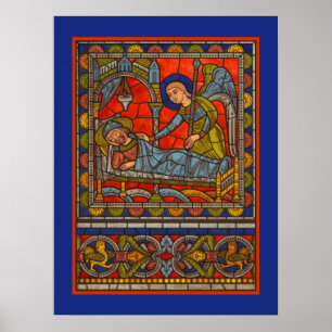 Sts Joseph dröm- målat glassChartres fönster Poster
