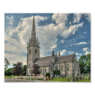 Sts Margaret kyrka på Bodelwyddan Wales Fototryck