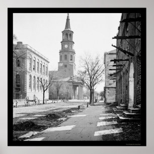 Sts Michael kyrka i Charleston, SC 1865 Poster