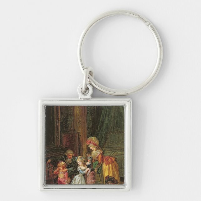 Sts Nicholas dag Fyrkantig Silverfärgad Nyckelring (Framsidan)