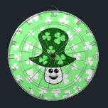 Sts Patrick champinjonDartboard Piltavla<br><div class="desc">En tecknadchampinjon med shamrockfläckar på ett grönt lock. Bakgrunden är ljus - göra grön med ett vitshamrockmönster.</div>