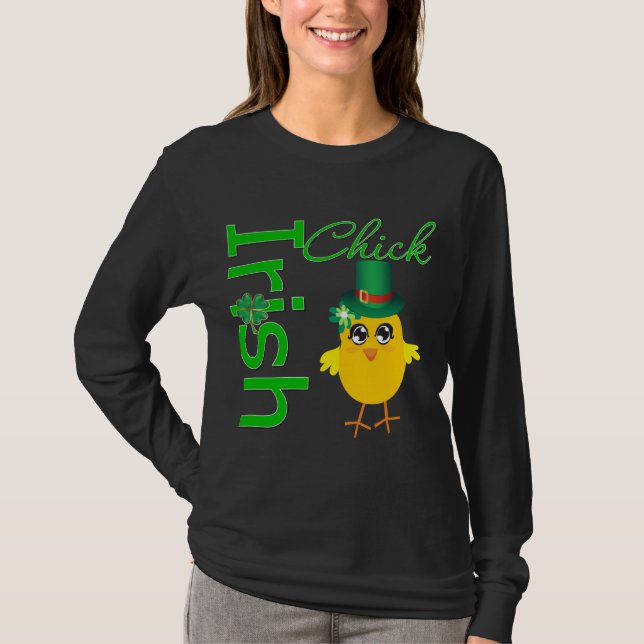 Sts Patrick chick för dagirländare Tee Shirt (Framsida)