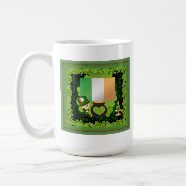 Sts Patrick dag älskar jag den Irland muggen Kaffemugg (Vänster)