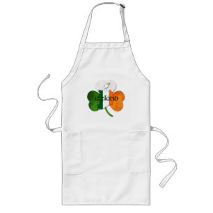 Sts Patrick dag/Irland Karta-Klöver Långt Förkläde
