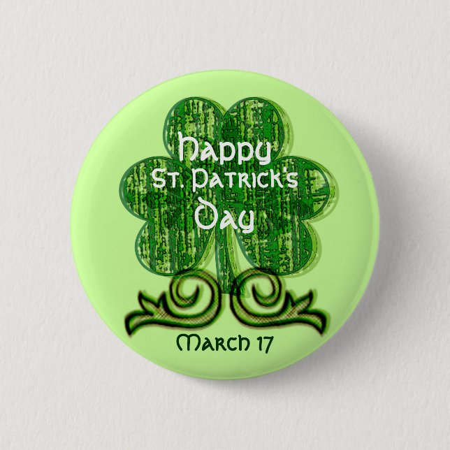 Sts Patrick dag knäppas ~-Grungeshamrocken Knapp (Framsida)