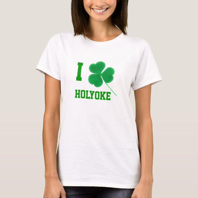 Sts Patrick dag mig Shamrock Holyoke Massachusetts T-shirt (Framsida)