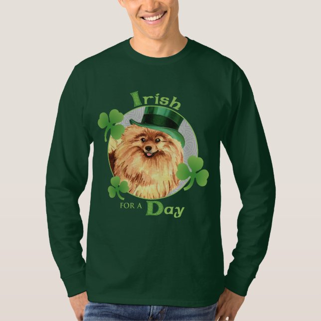Sts Patrick dag Pomeranian T-shirt (Framsida)
