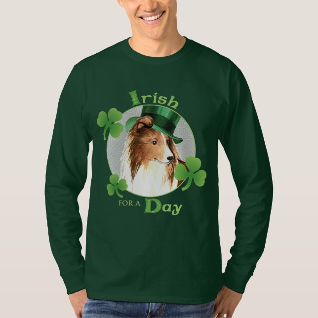 Sts Patrick dag Sheltie T Shirt (Framsida)