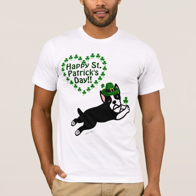 Sts Patrick dagBoston Terrier Tee Shirt (Framsida)